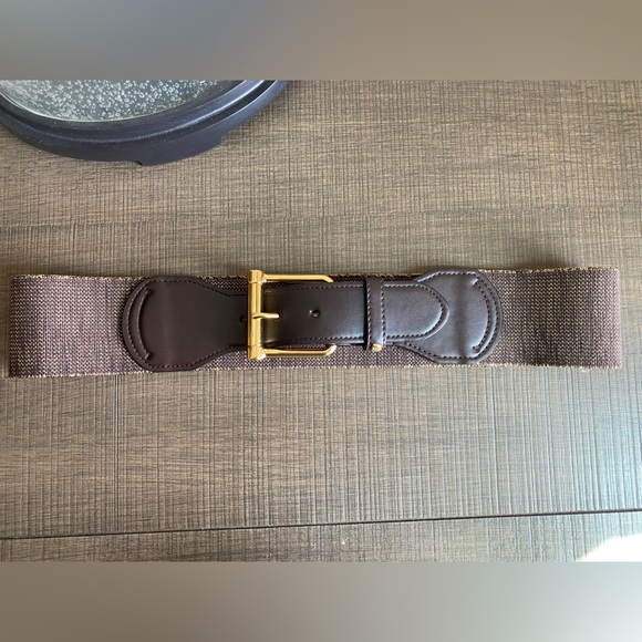 Lauren Ralph Lauren 2.5" Wide Stretch Belt Brown Tweed Medium - Picture 1 of 7